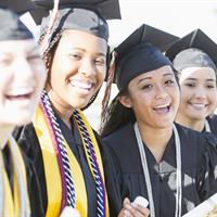 Picture of a diverse group of young female college graduates